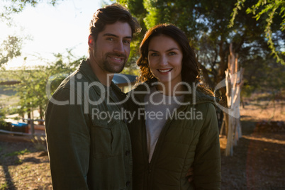 Portrait of young couple at forest