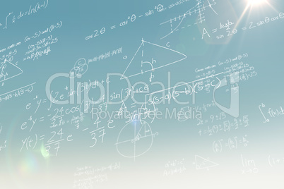 Composite image of maths over black background