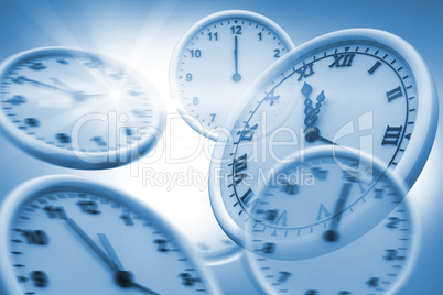 Computer graphic image of wall clocks