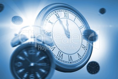 Digital image of alarm and wall clocks