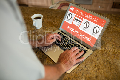 Composite image of online banking text on orange display