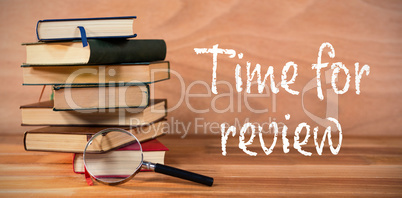 Composite image of time for review text on white background