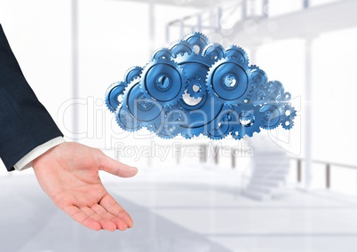 Open hand with cog gears cloud