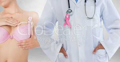 Breast cancer doctor and woman