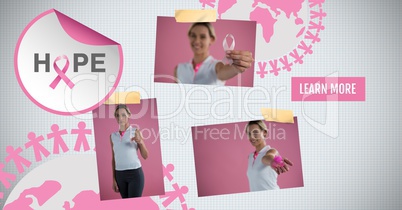 Learn more button with Hope text on Breast Cancer Awareness Photo Collage