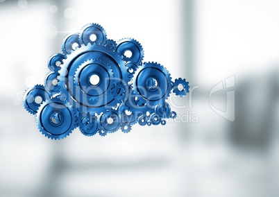 cog gears cloud with bright background