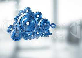 cog gears cloud with bright background