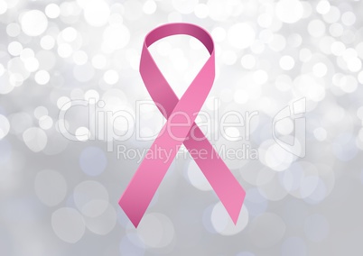 pink ribbon for breast cancer awareness over bright background