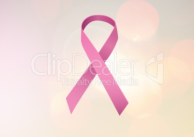 pink ribbon for breast cancer awareness over bright background