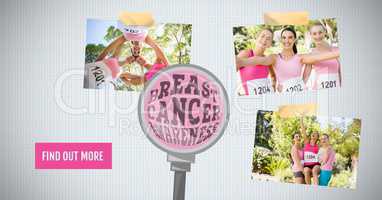 Find out more button with text on Breast Cancer Awareness Photo Collage