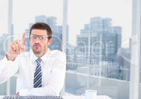 Businessman with bright city background