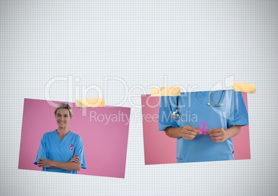 Breast Cancer Awareness Photo Collage with doctor