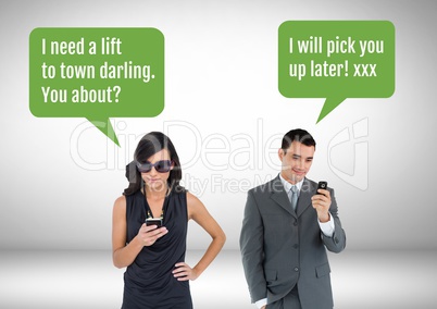 Couple texting about getting a lift