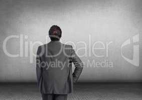 Businessman and grey background