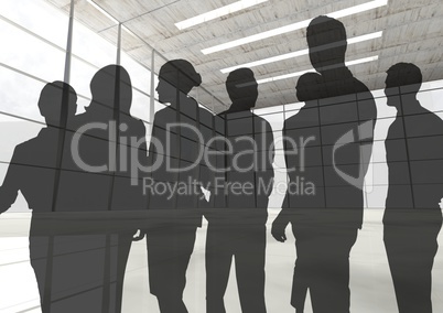 Silhouette of group of people with transition background