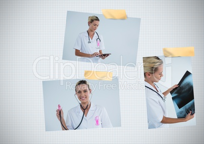 Breast Cancer Awareness Photo Collage with doctor