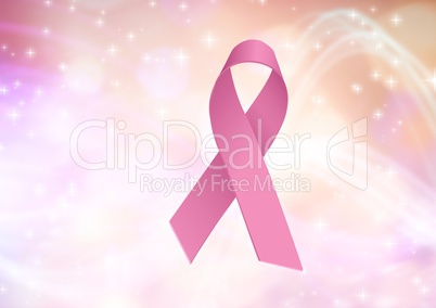 pink ribbon for breast cancer awareness over bright background