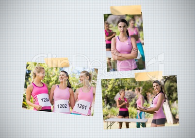 Breast Cancer Awareness Photo Collage of women's marathon run