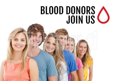 Group of people and blood donation concept