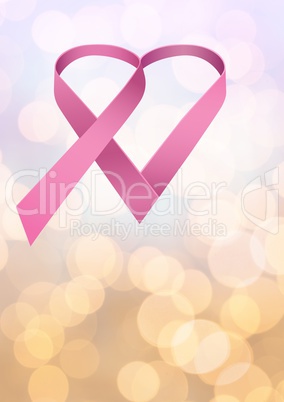 pink ribbon for breast cancer awareness over bright background