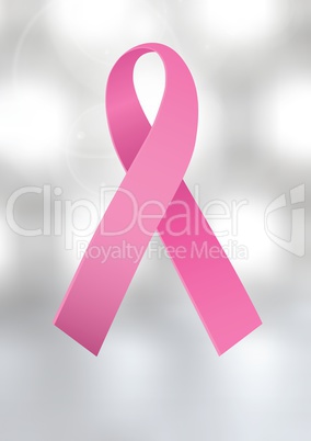 pink ribbon for breast cancer awareness over bright background