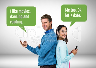 Couple texting about dating
