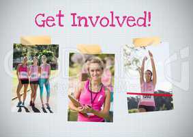 Get involved text and Breast Cancer Awareness Photo Collage