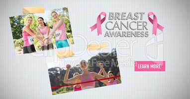 Learn more button with text on Breast Cancer Awareness Photo Collage