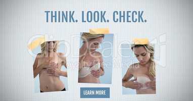 Learn more button with Think Look Check text on Breast Cancer Awareness Photo Collage