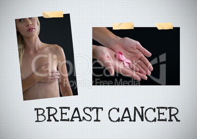 Breast Cancer text and Breast Cancer Awareness Photo Collage