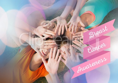 Breast cancer awareness women putting hands together