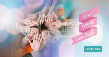 Text for Breast cancer awareness women putting hands together