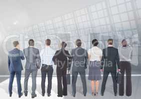 Group of business people with transition background