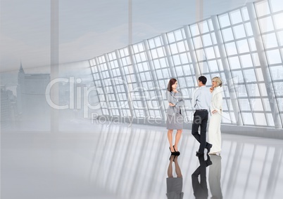 Group of business people with transition background