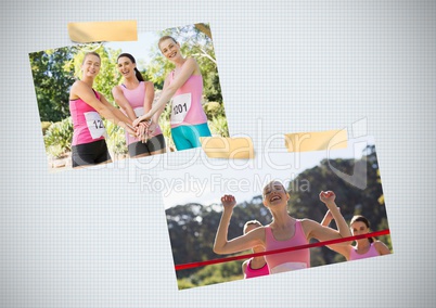 Breast Cancer Awareness Photo Collage of women's marathon run