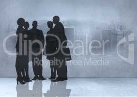 Silhouette of group of people with transition background
