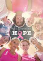 Hope text with breast cancer awareness women together
