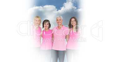 Breast cancer women with sky clouds background