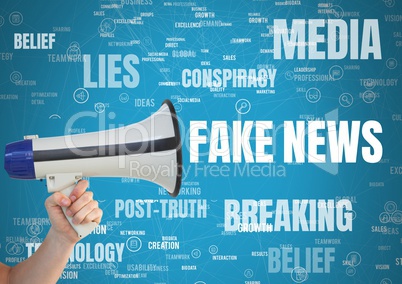 Fake news media text and megaphone