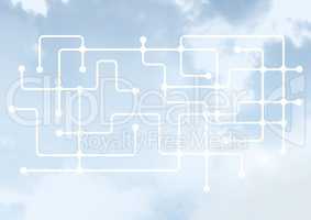 Sky clouds with graphics of connectors lines