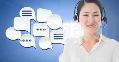 Customer care service woman with chat bubbles