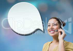 Customer care service woman with chat bubble