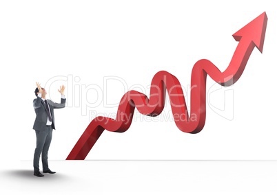 businessman with red arrow