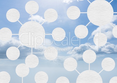Sky clouds with graphics of connectors mind maps