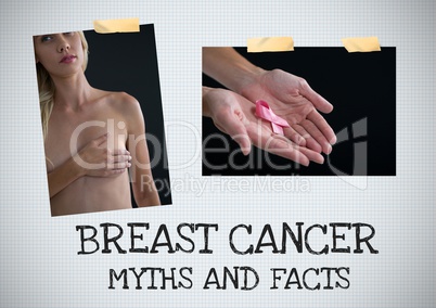 Breast cancer myth and facts text and Breast Cancer Awareness Photo Collage