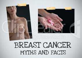 Breast cancer myth and facts text and Breast Cancer Awareness Photo Collage