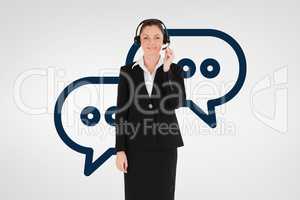 Customer care assistant woman against customer care background