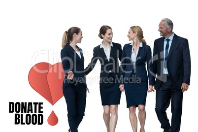 Business people with donate blood text