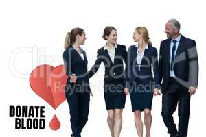 Business people with donate blood text