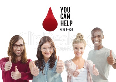 Group of people and blood donation concept